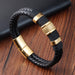 Bracelet Stainless Steel Genuine Leather Vintage Double Weave - wallojewerly 