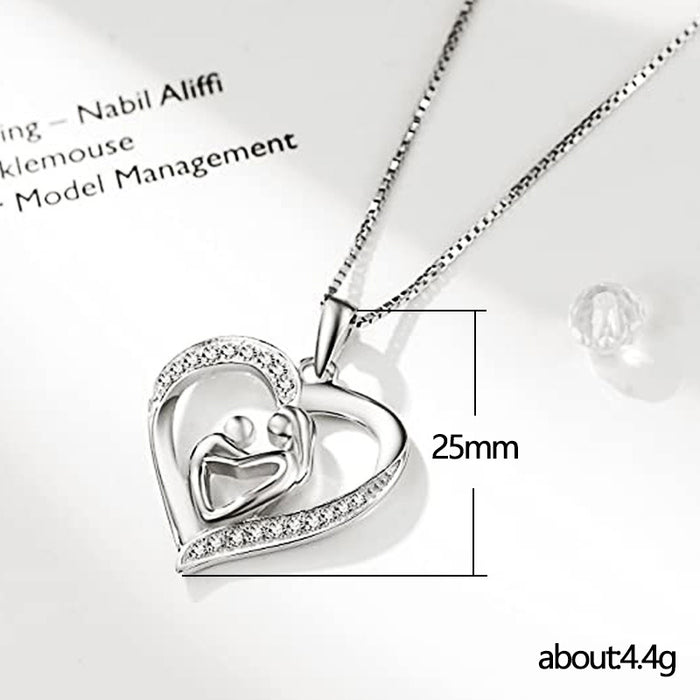 Love Mother and Child Micro-Inlaid Zircon Pendant Women's Necklace