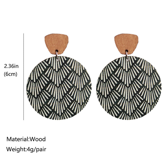 Wooden round earrings