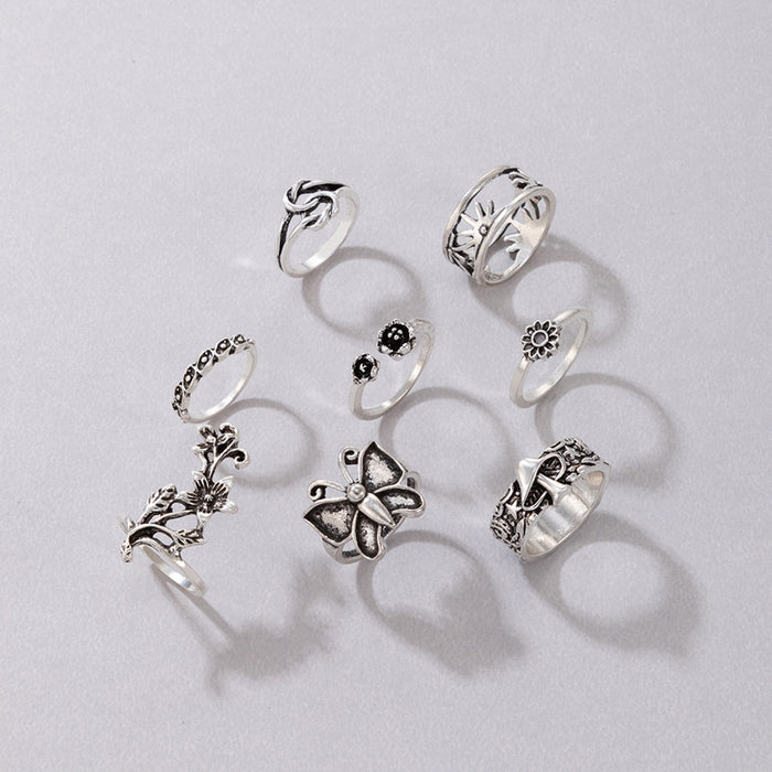 European and American retro style skull thirteen-piece ring set