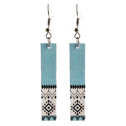 Wooden rectangular earrings