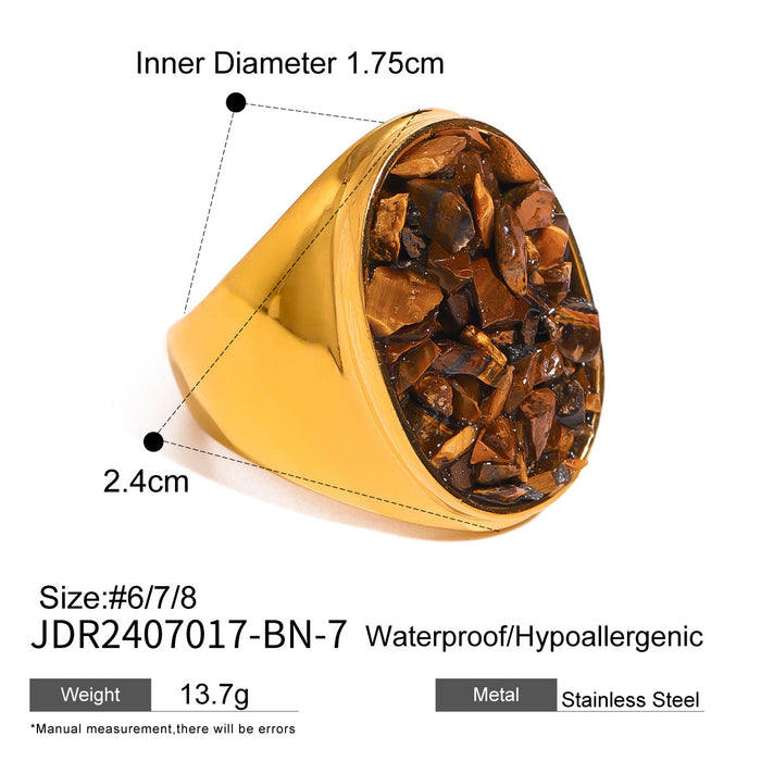 Stainless Steel Tiger Eye Natural Stone Ring