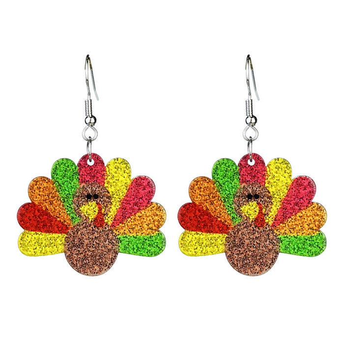 Thanksgiving Earrings with Turkey, Pumpkin Pie, and Maple Leaf Designs