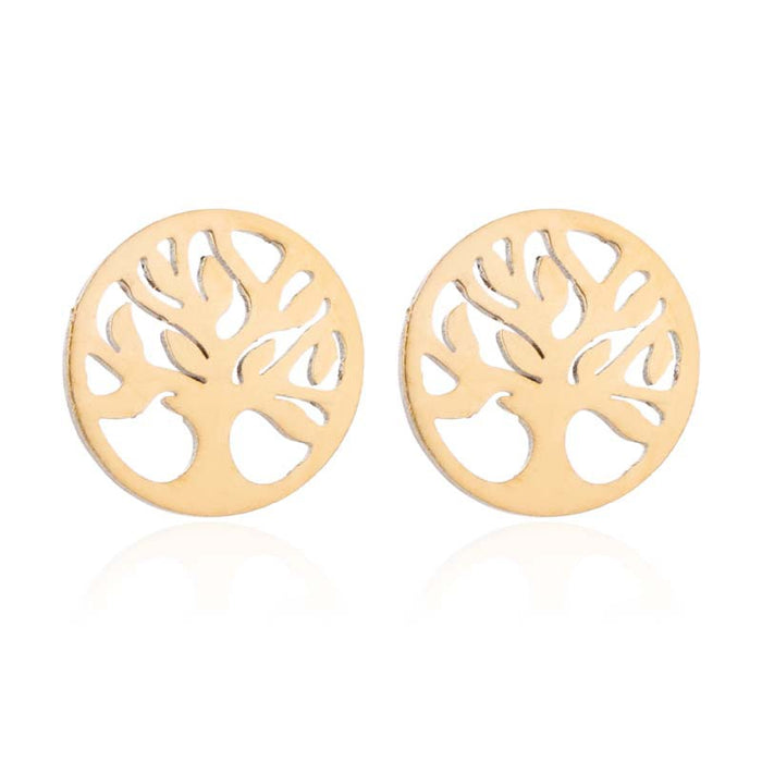 Tree of Life Stainless Steel Stud Earrings - Elegant and Symbolic Jewelry for Women