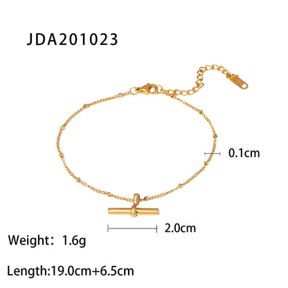 18K Gold Plated Cross Pendant Anklet - Fine Vintage Stainless Steel Jewelry for Women