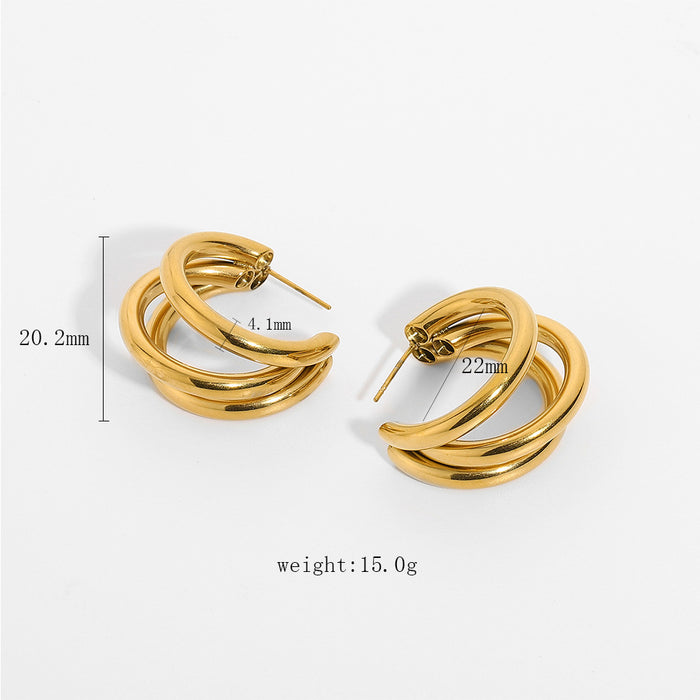 Simple Fashion Titanium Steel Earrings - 18K Gold Plated Geometric Design Jewelry