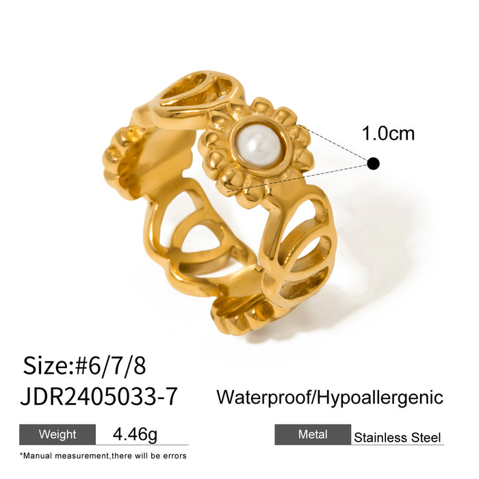 Stainless steel pearl ring