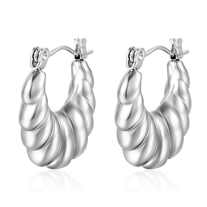 Light luxury hollow earrings stainless steel bamboo earrings