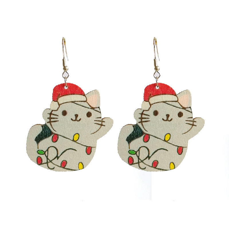 Wooden Christmas Socks Earrings