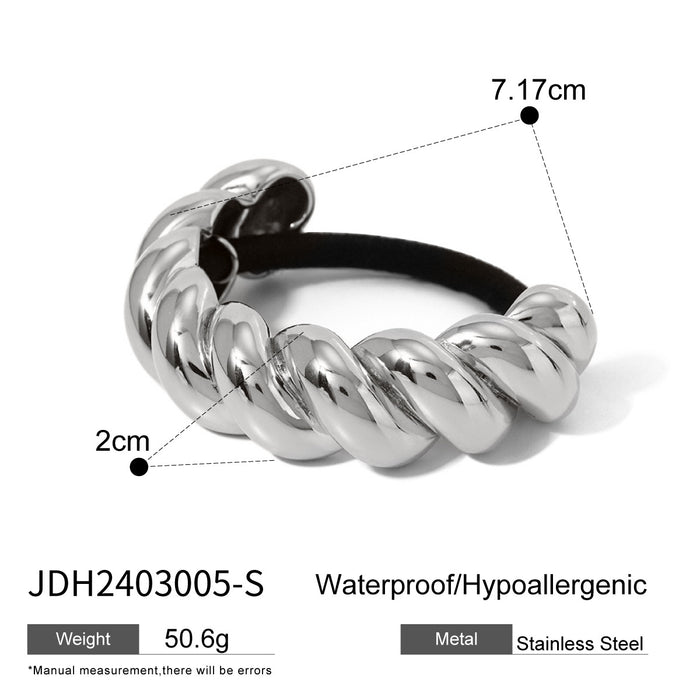 Cross-Border European Stainless Steel Hair Tie - High-End INS-Style Exaggerated Ponytail Titanium Steel Hairband