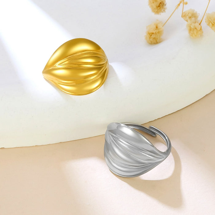Wholesale 18K gold irregular pleated wide-faced ring
