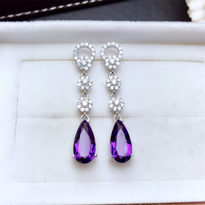 Amethyst and zircon earrings