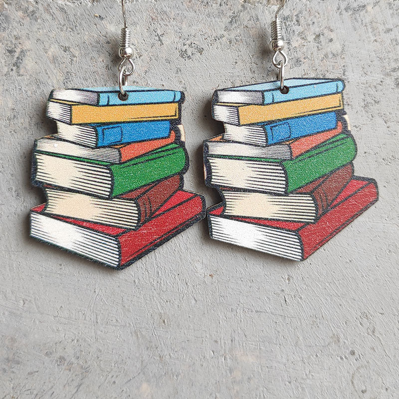 Wooden school earrings