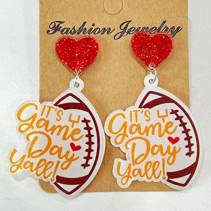 Acrylic Baseball Heart Earrings