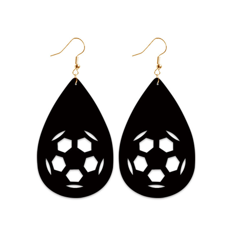 Vintage Sports Leather Earrings with Baseball, Basketball, Football, and Volleyball Designs