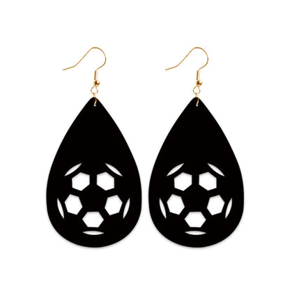 Vintage Sports Leather Earrings with Baseball, Basketball, Football, and Volleyball Designs