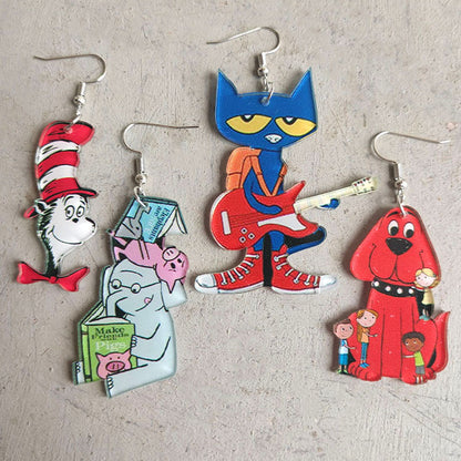 Cute Guitar, Cat, Elephant, and Dog Earrings for Students and Teachers