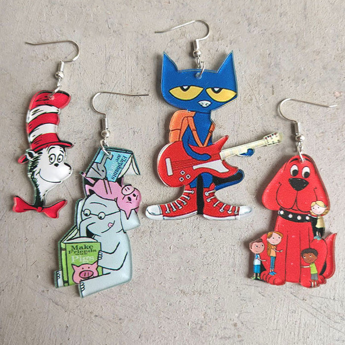 Cute Guitar, Cat, Elephant, and Dog Earrings for Students and Teachers