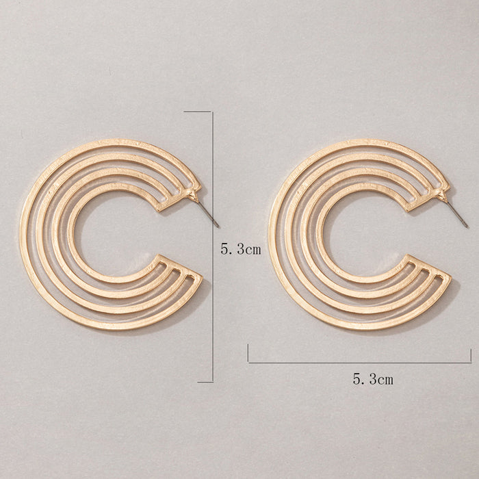 Pendientes de aro huecos de aleación, pendientes geométricos sencillos