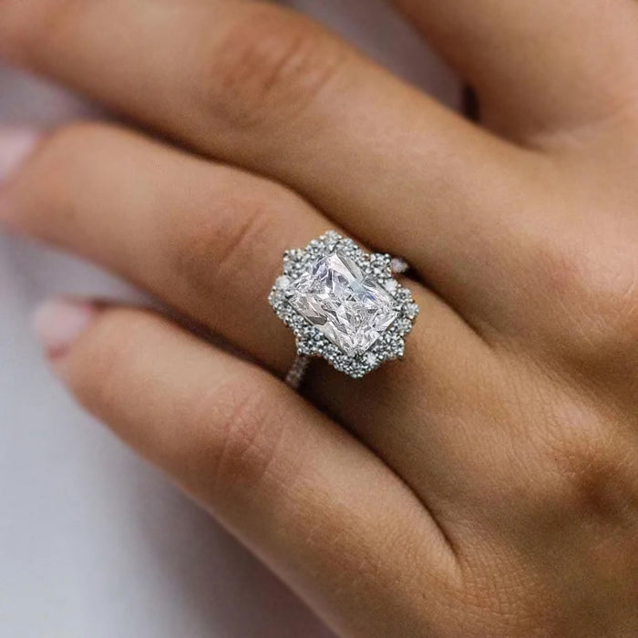 Zircon Palace Princess Geometric Ring Women's Exaggerated Light Luxury