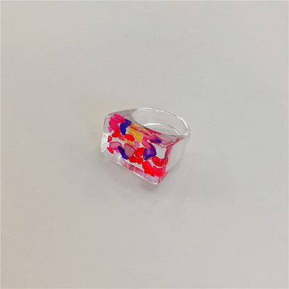 Colored Resin Resin Gemstone Ring - wallojewerly 