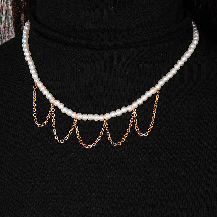 Collar con colgante de trébol de tres capas: cadena elegante y llamativa para mujer