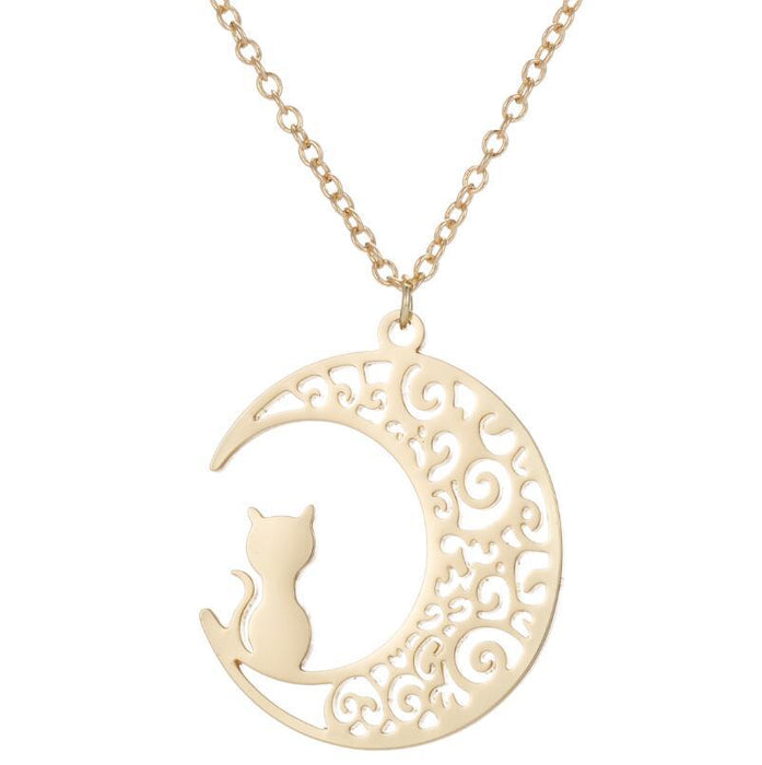 Kitten pet necklace, simple stainless steel animal clavicle chain ins niche design jewelry