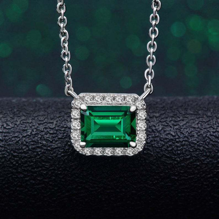 Square colored gemstone necklace O-shaped chain zircon necklace