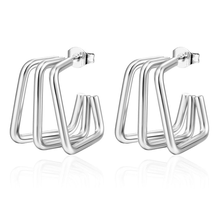 Three-line geometric earrings, irregular titanium steel earrings for women