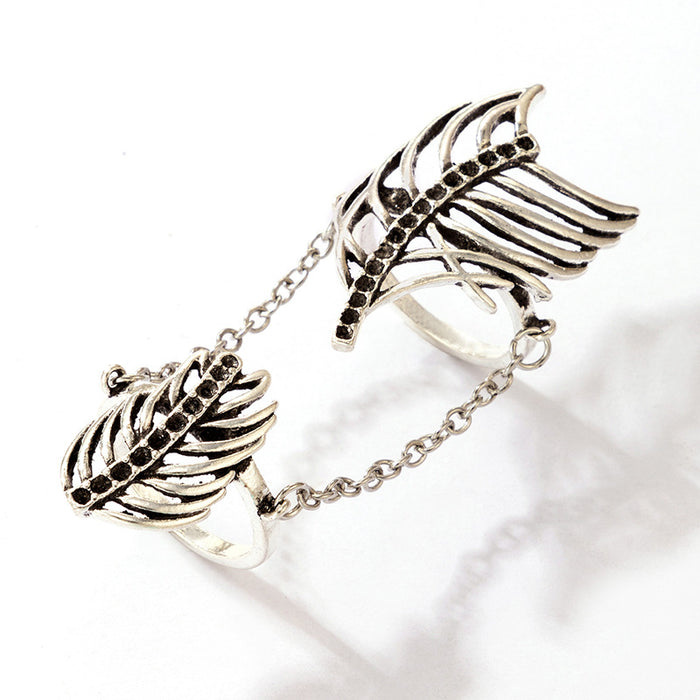 Vintage Metal Leaf Hollow Finger Ring