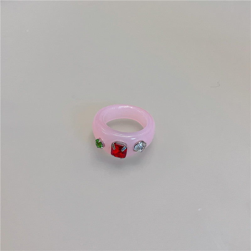 Colored Resin Resin Gemstone Ring - wallojewerly 