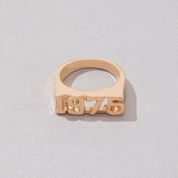 Simple Niche Digital Seal Three-Piece Ring Set