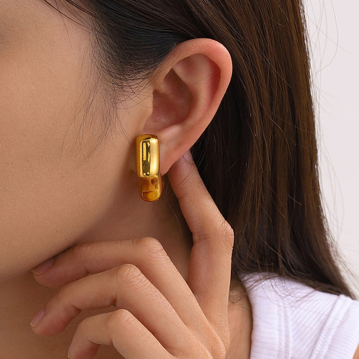 Amazon New 18K Gold Stainless Steel Bamboo Earrings - High-End Titanium Steel Jewelry