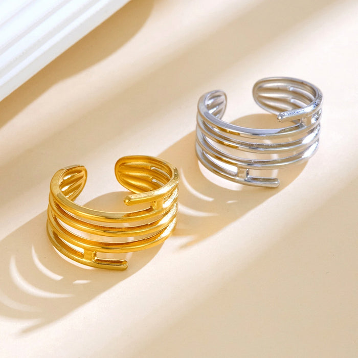Wholesale multi-layered irregular thin-ring open rings
