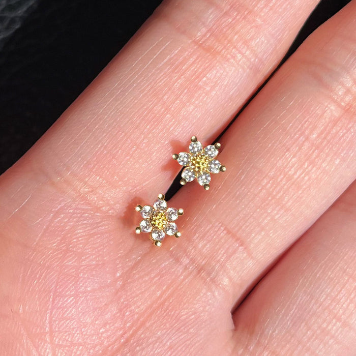 Flower ear bone stud zircon simple student earrings