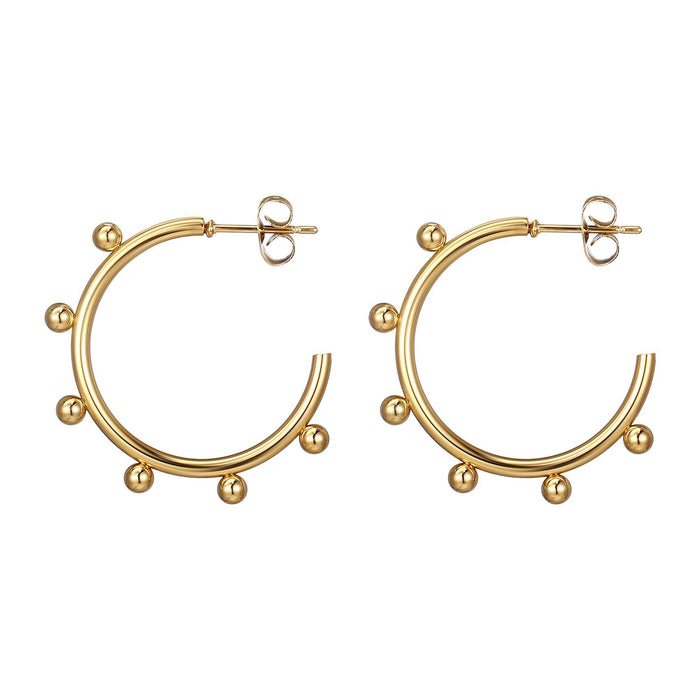 Titanium steel 18K gold women's C-shaped geometric earrings stainless steel all-match