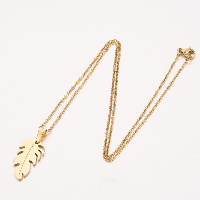 Feather Pendant Sweater Chain - Vintage-Inspired Wing and Leaf Jewelry for Couples - wallojewerly 