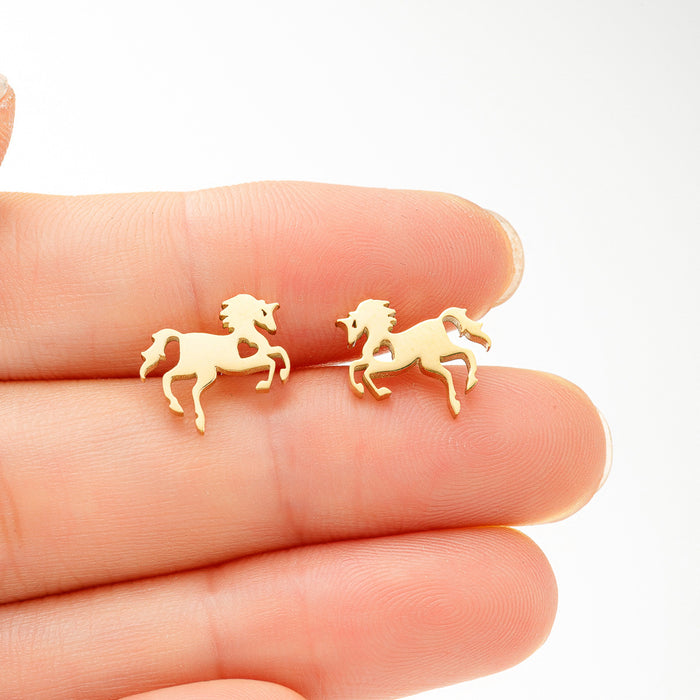 Horse Head Stainless Steel Stud Earrings - Unique and Stylish Animal Jewelry