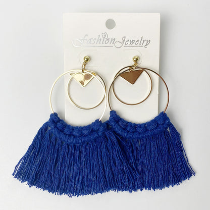 Bohemian Tassel Earrings with Wooden Design for Wedding and Gifts