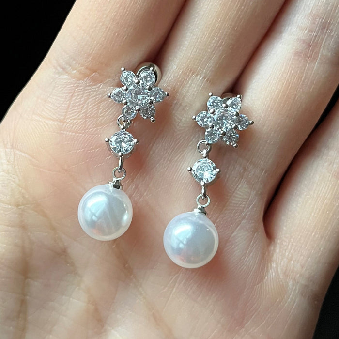 Simulation pearl earrings snowflake earrings elegant earrings