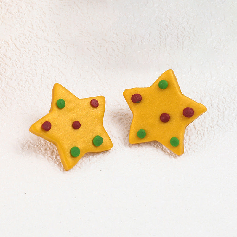 Handmade Star Clay Stud Earrings - Festive and Sophisticated Christmas Jewelry