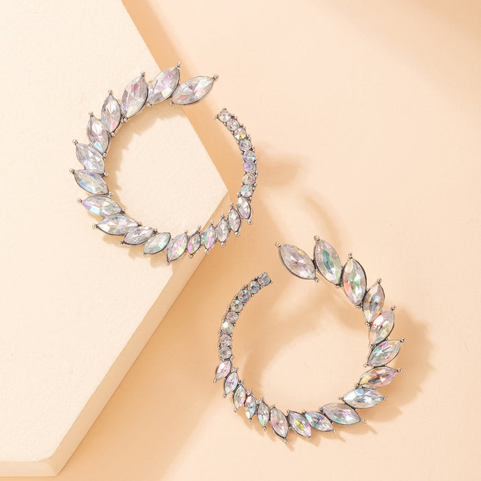 Colorful diamond stud earrings geometric hoop earrings