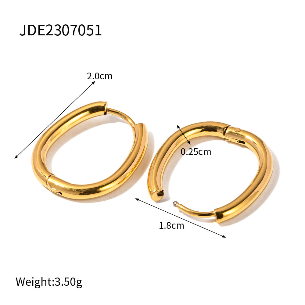 18K Gold Plated Stainless Steel C-Shape Earrings - Fashionable Jewelry