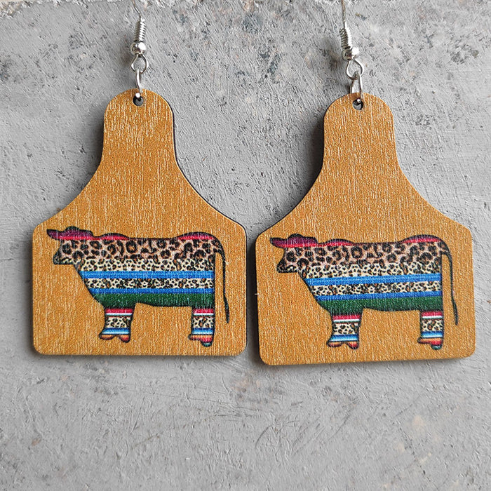 Wooden cow bottle earrings