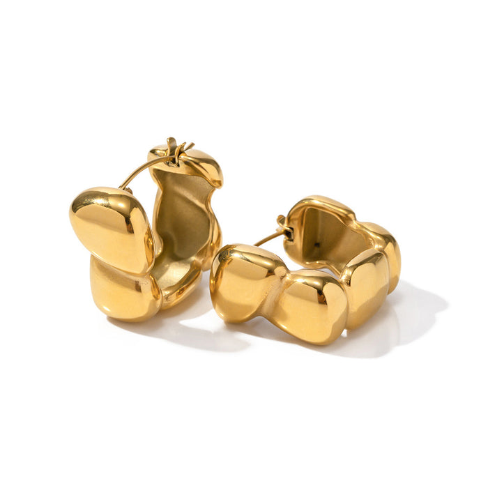 European 18K Gold-Plated Handmade Earrings - Non-Fading Stainless Steel Jewelry for Women