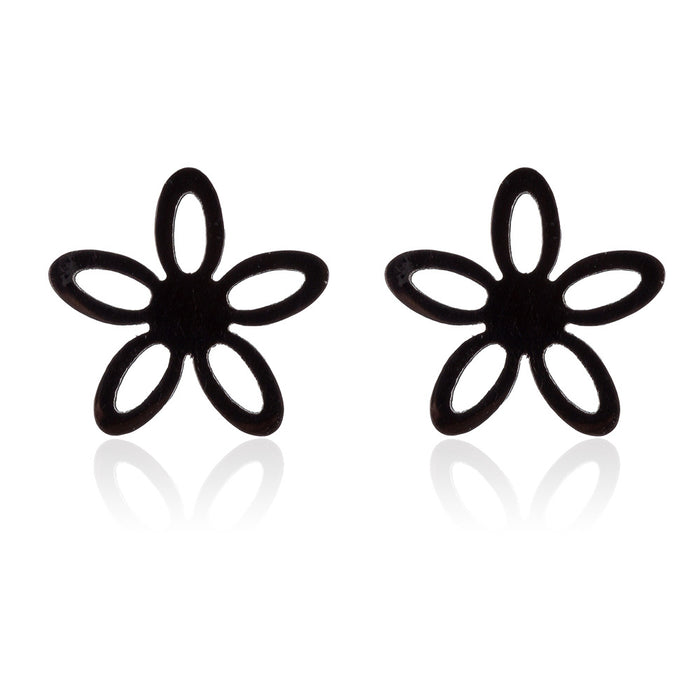 Flower Hollow Stainless Steel Stud Earrings - Simple and Elegant Jewelry