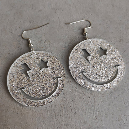 Acrylic Shiny Smiley Earrings