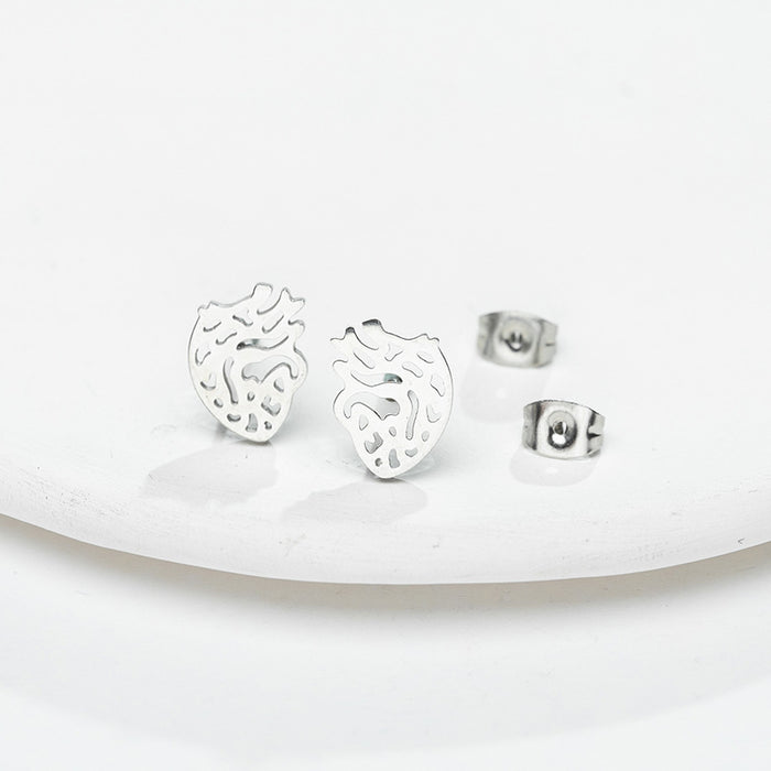 Heart Organ Stainless Steel Stud Earrings - Unique and Stylish Asymmetric Jewelry