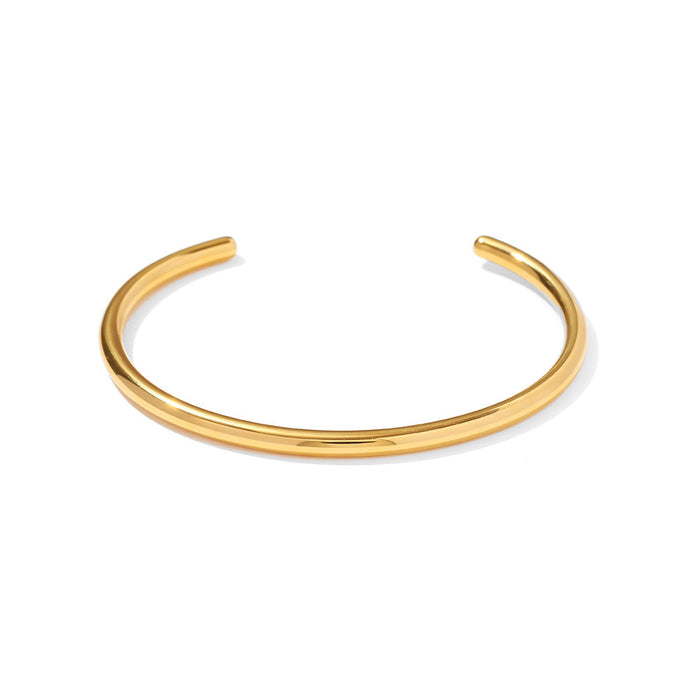 French Style 18K Gold Plated Titanium Steel Line Design Cuff Bracelet - Trendy Jewelry for Women