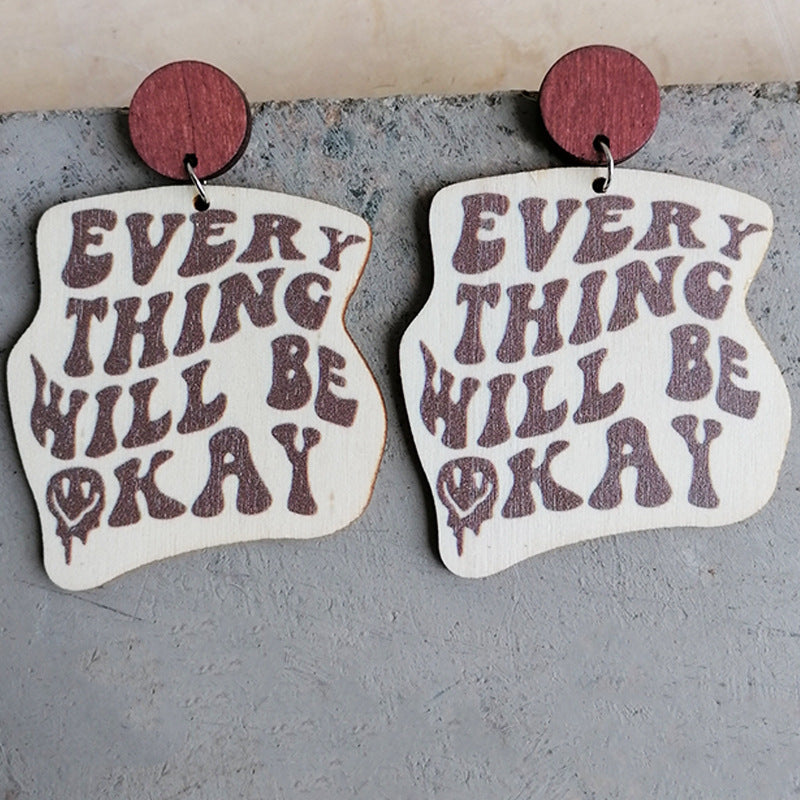 Wooden letter earrings - wallojewerly 